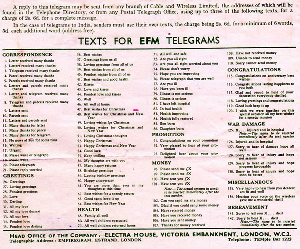 Reverse of telegram