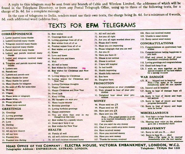 Reverse of telegram