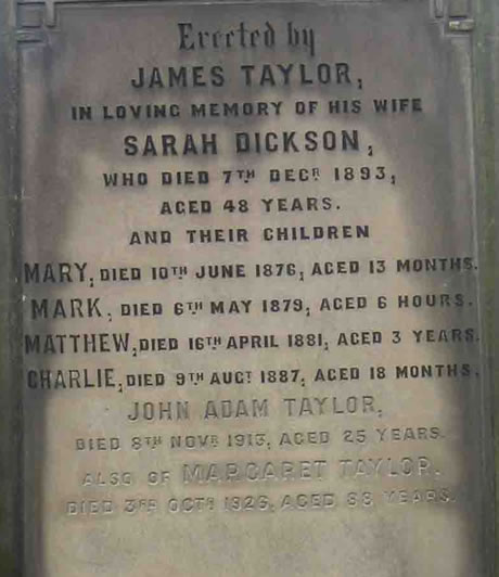 Toxtaeth Cemetery monumental inscription